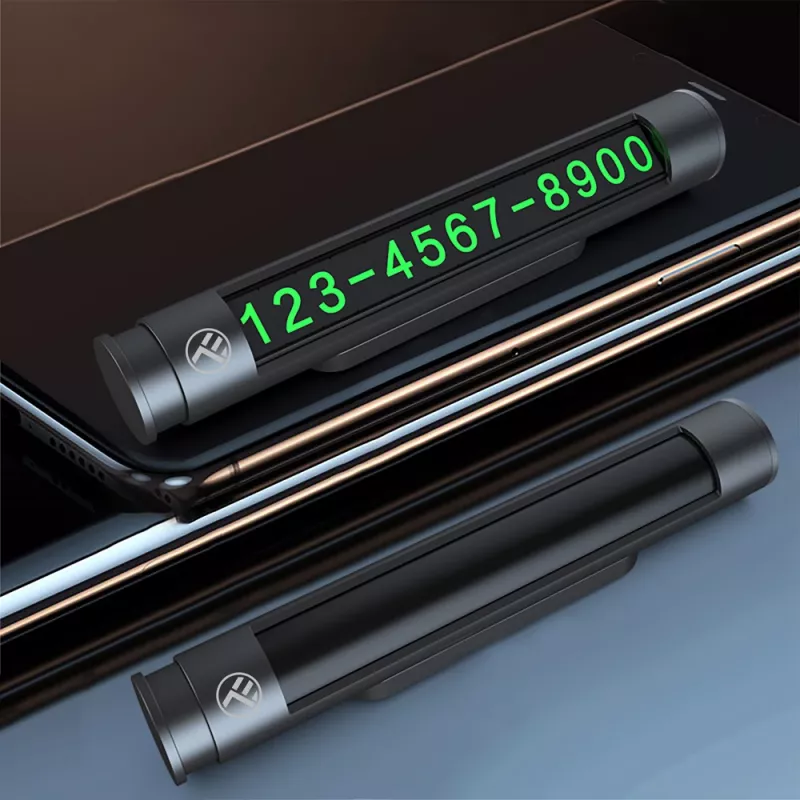 Laikinoji automobilio stovėjimo kortelė Tellur TLL171251 – metalo juoda, rodo du telefono numerius