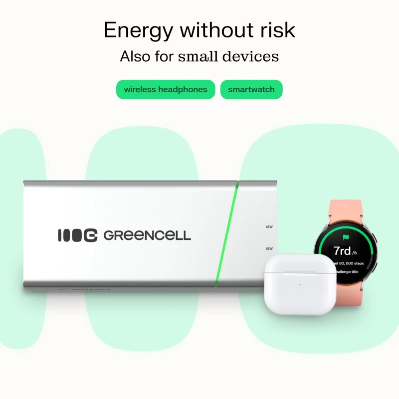 Nešiojama baterija Green Cell BPLGC20P 20800 mAh Li‑Ion, USB‑C PD 65W, 2x USB‑C + 1x USB‑A, aliumininis korpusas