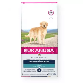 Sausas šunų ėdalas EUKANUBA Golden Retriever Chicken 12 kg – pilnavertis suaugusių šunų maistas, 26% baltymų, 13% riebalų, 1,25% kalcio