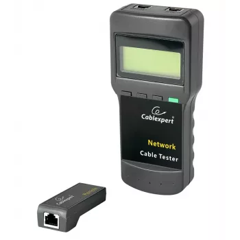 Kabelių testeris GEMBIRD NCT-31 – tęstinumo testeris su LCD, RJ-11/RJ-12/RJ-45 palaikymu, juodas