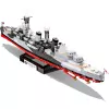 Konstrukcinis žaislas Cobi HMS Belfast 1:300 mastelio modelis COBI-4844, demonstruojamas istorinio Karališkojo laivyno lengvojo kreiserio modelis