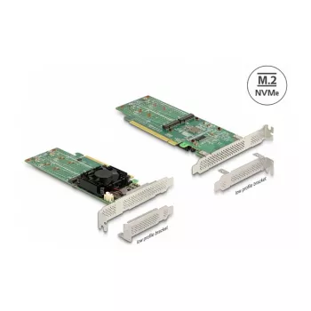 DeLOCK PCI Express x16 kortelė su 4 vidiniais NVMe M.2 Key M lizdais – mažo profilio formato