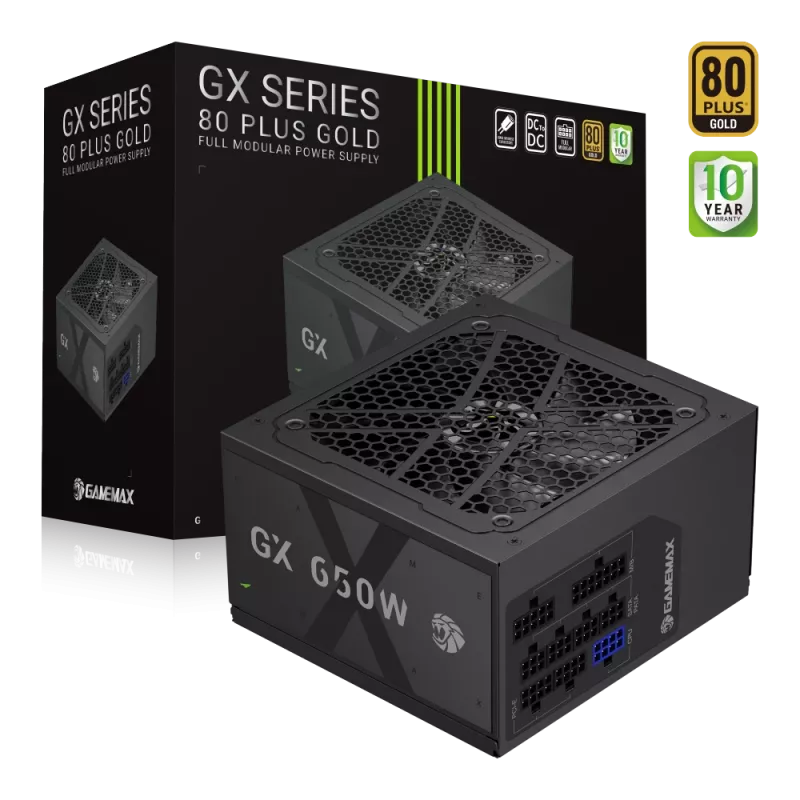 Gamemax GX 650GF 650W maitinimo blokas, 80 PLUS Gold, pilnai modulinis