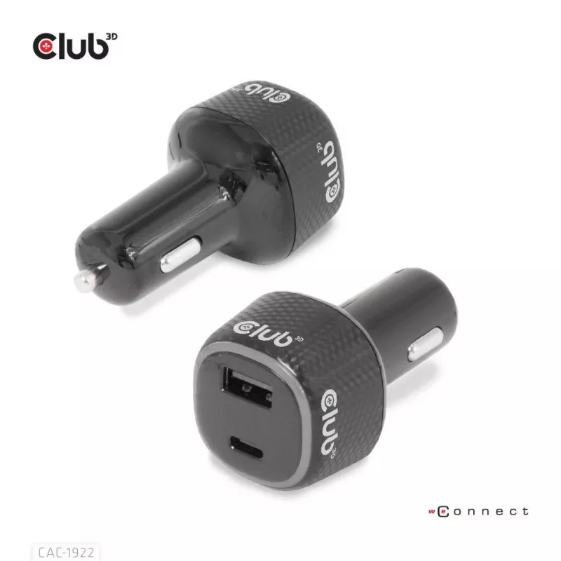 CLUB3D automobilinis nešiojamojo kompiuterio įkroviklis 63 W, cigarečių degtukas, 24 V, juodas
