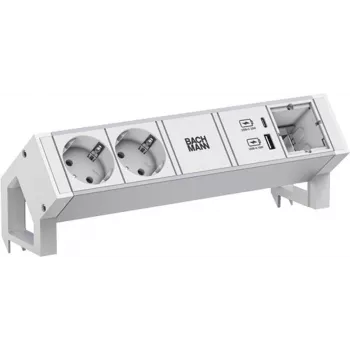 Bachmann DESK2 ALU WHITE 937.413 ilgintuvas su 2x USB prievadais