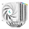 Oro aušintuvas DeepCool AK620 Digital SE White – du 120 mm ventiliatoriai, 6 šilumos vamzdeliai, PWM, LGA 1700, įmontuotas ekranas