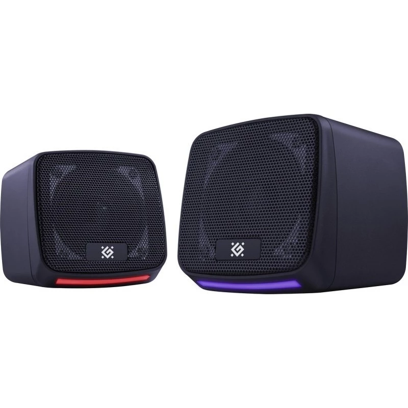 Kompiuteriniai garsiakalbiai DEFENDER J3 2.0 6W LED USB, 2×3W RMS, 90–20000 Hz, 3,5 mm, juodi