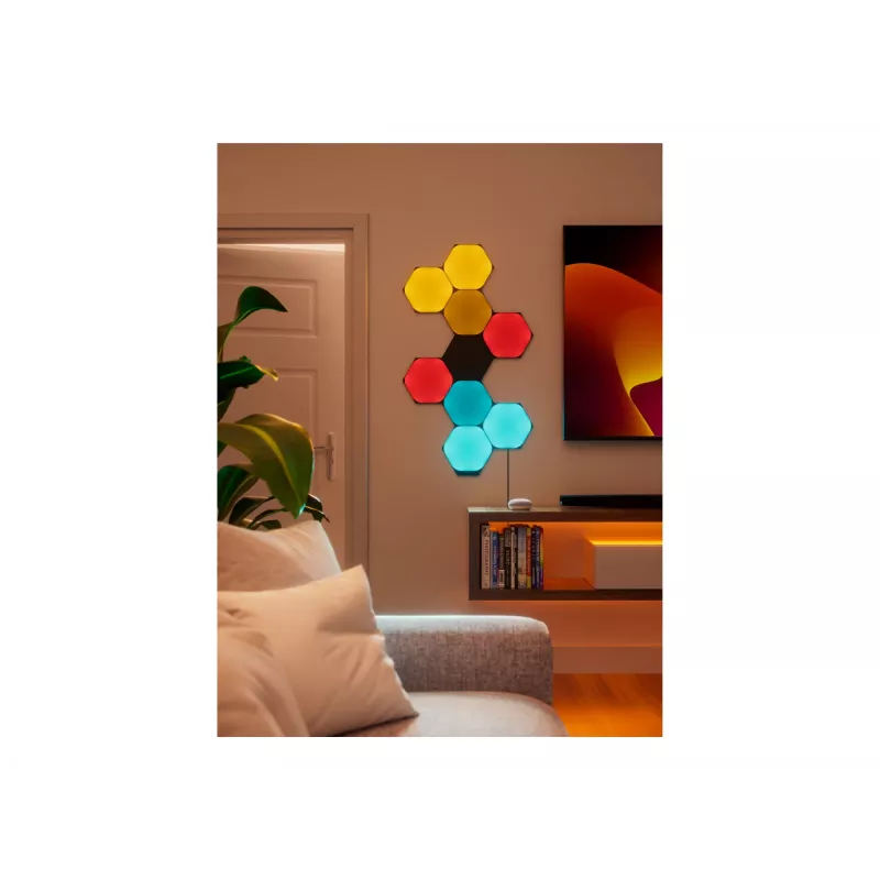 Nanoleaf Shapes Ultra Black Hexagons 9 vnt. riboto leidimo sieninė šviesos plokštė NL42-0102HX-9PK