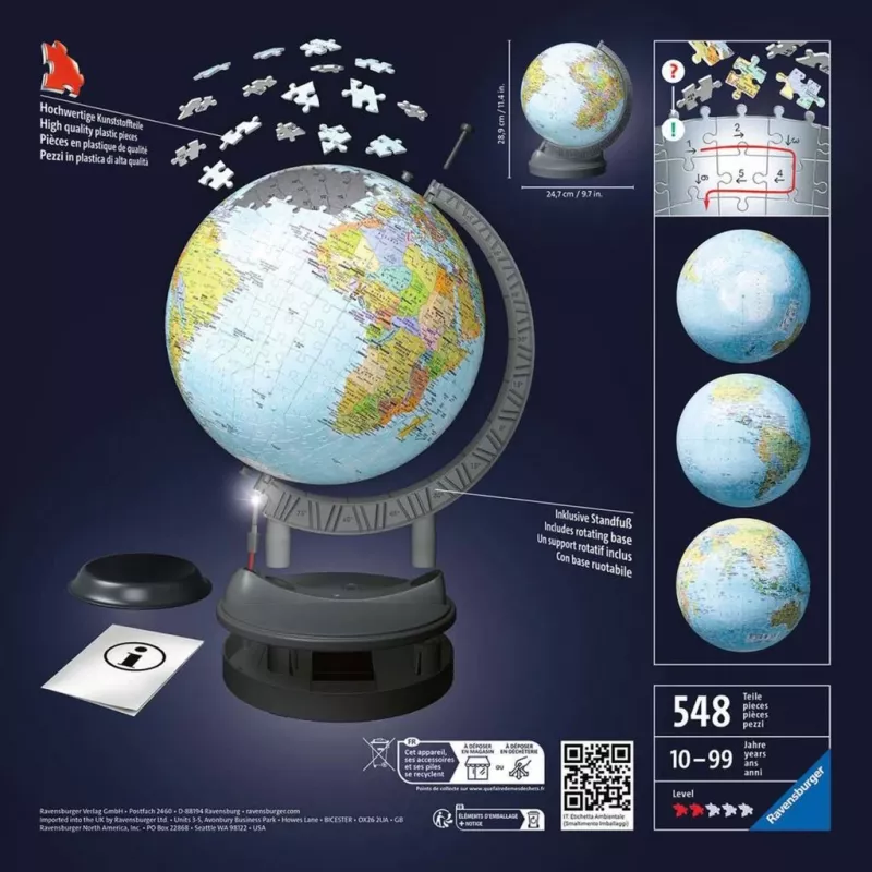 Ravensburger 3D dėlionės gaublys su apšvietimu