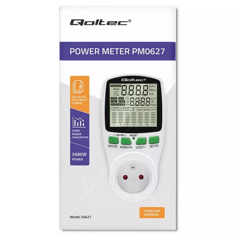 Energijos matuoklis QOLTEC PM0627 3680W su istorija