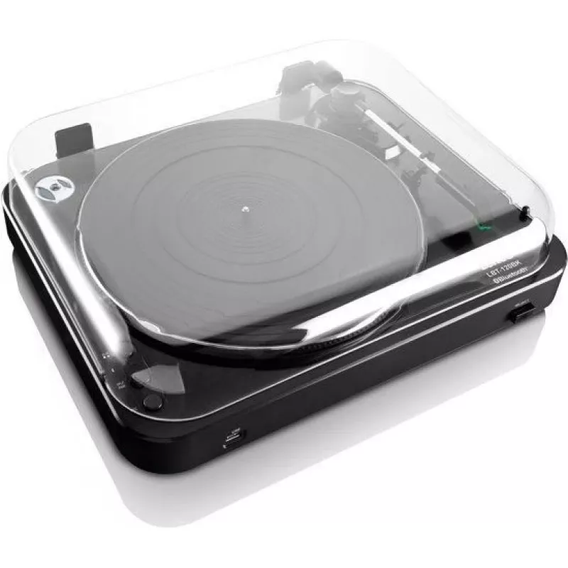 Pavarų diržu varomas vinilo grotuvas Lenco LBT-120BK juodas pusiau automatinis