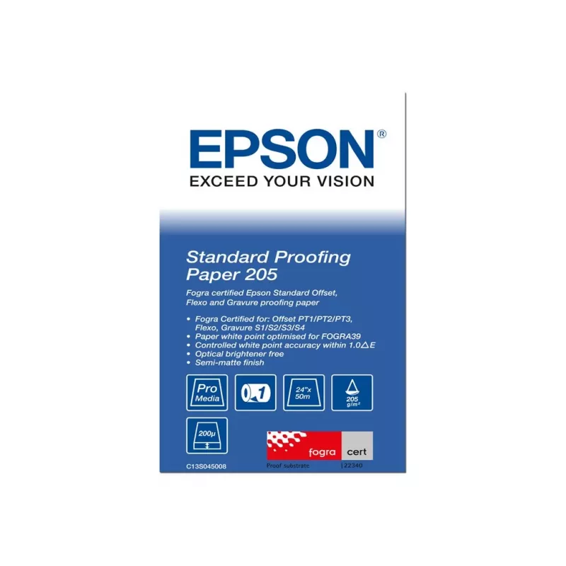 Epson Standard Proofing Paper, 24 colių x 50 m, 205 g/m², pusiau matinis