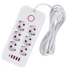 Ilgintuvas MACLEAN MCE391 W — 6 kištukinių lizdų, 4×USB-A + 1×USB-C, 3 m laidas, 110–240V, 2500W, baltas