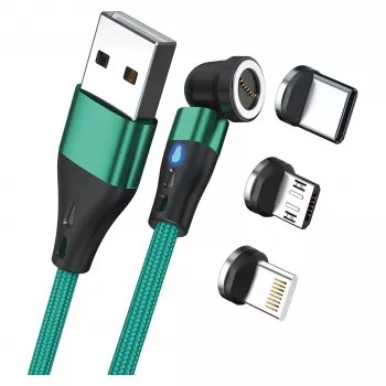 USB kabelis RealPower MagneticCharge3 1 m USB A žalias