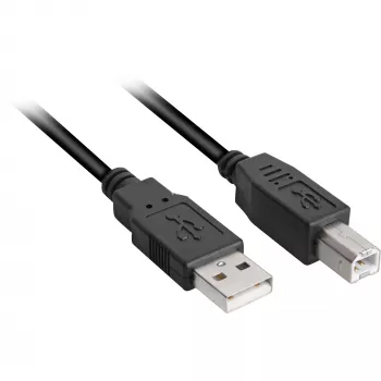USB 2.0 kabelis, USB-A kištukas > USB-B kištukas (juodas, 3,0 m)
