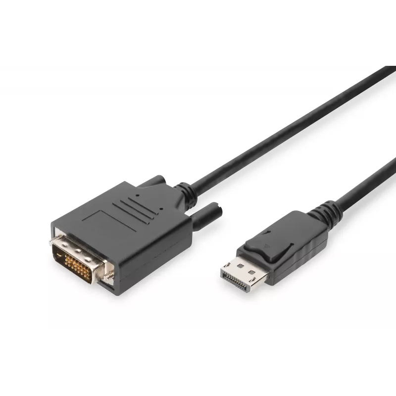 ASM AK-340301-030-S ASSMANN Kabelis DisplayPort 1.1a su fiksatoriumi Tipas DP/DVI-D (24+1) Kištukas/Kištukas Juodas 3m