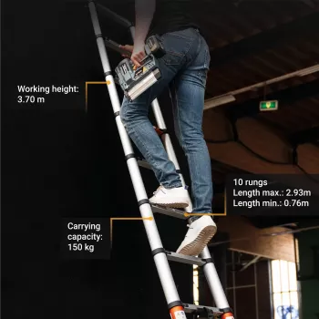Teleskopinės kopėčios Batavia B.V. Giraffe AIR 2.93 m — kompaktiškos ištraukiamos kopėčios