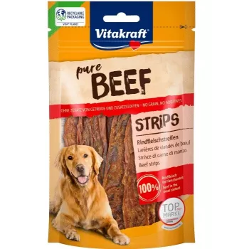 Vitakraft Pure Beef Strips 80 g šunų skanėstas — vienas ingredientas jautiena, be grūdų, be glitimo