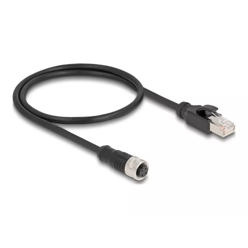 DeLOCK M12 adapterio kabelis D-kodavimo 4 kontaktų moteriškas į RJ45 vyrišką 50 cm
