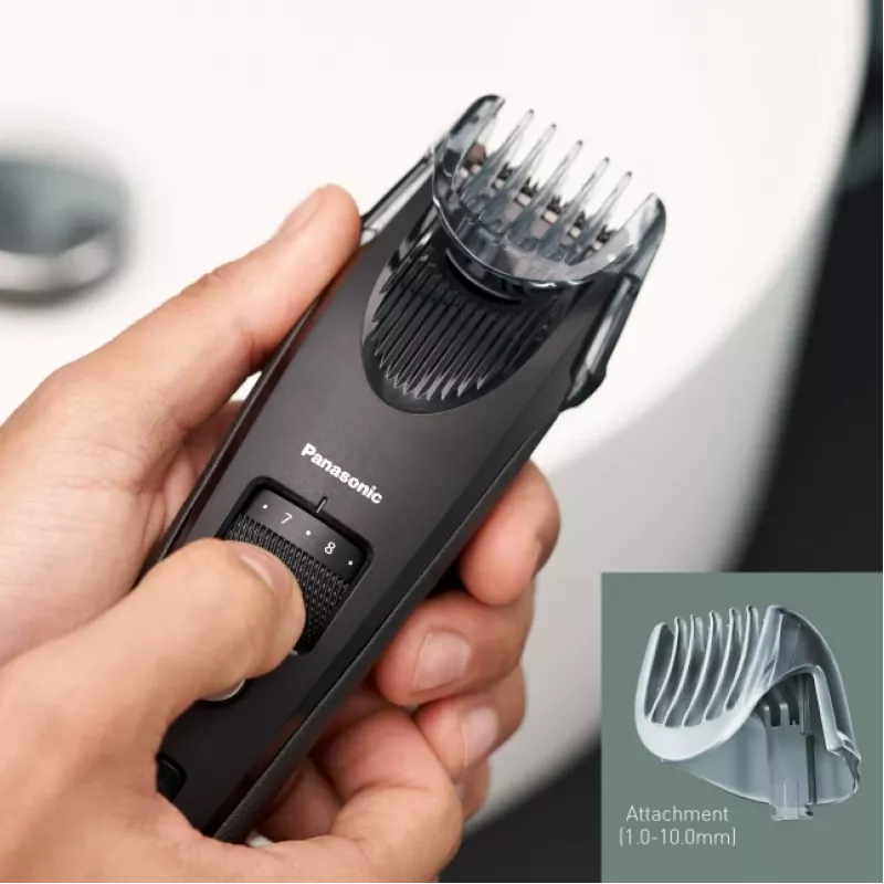 Barzdos kirpimo mašinėlė Panasonic ER-SB40-K803 — 0,5–10 mm, 19 žingsnių, Li-Ion, belaidė/AC, juoda