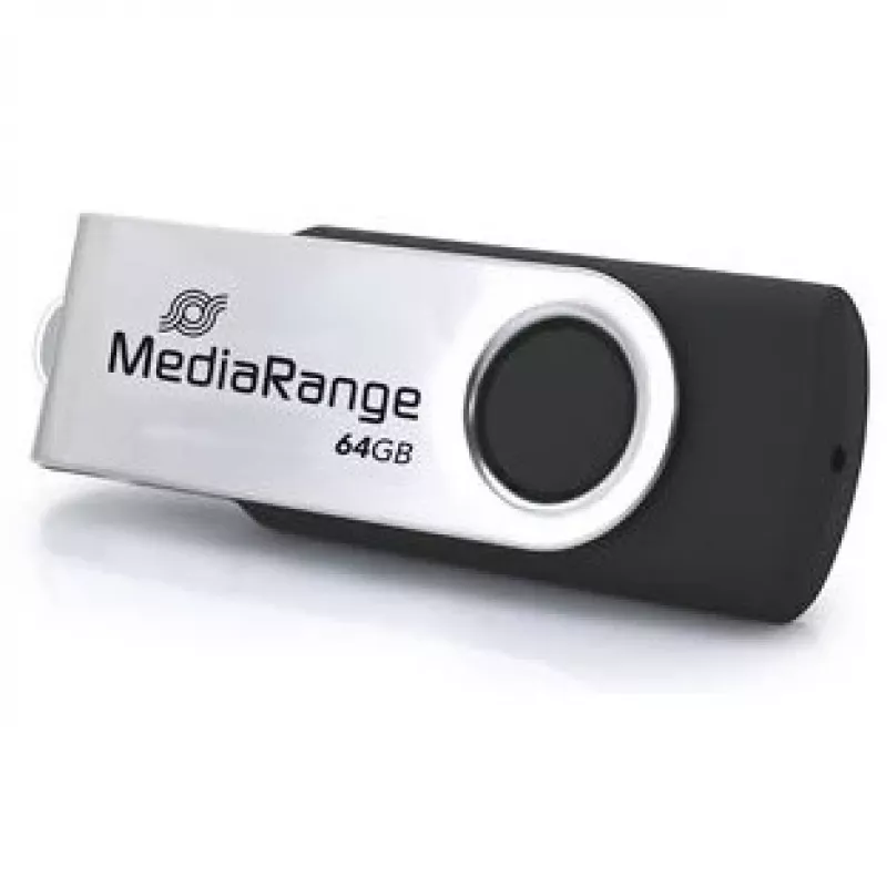 USB atmintukas MediaRange MR1953 64 GB USB Type-C 3.2 Gen 1 (3.1 Gen 1) pasukamas, juodas/sidabrinis