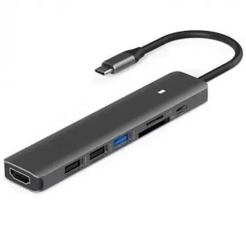 Adapteris USB Type-C – HDMI, 3x USB Type-A, SD, TF, USB Type-C PD100W