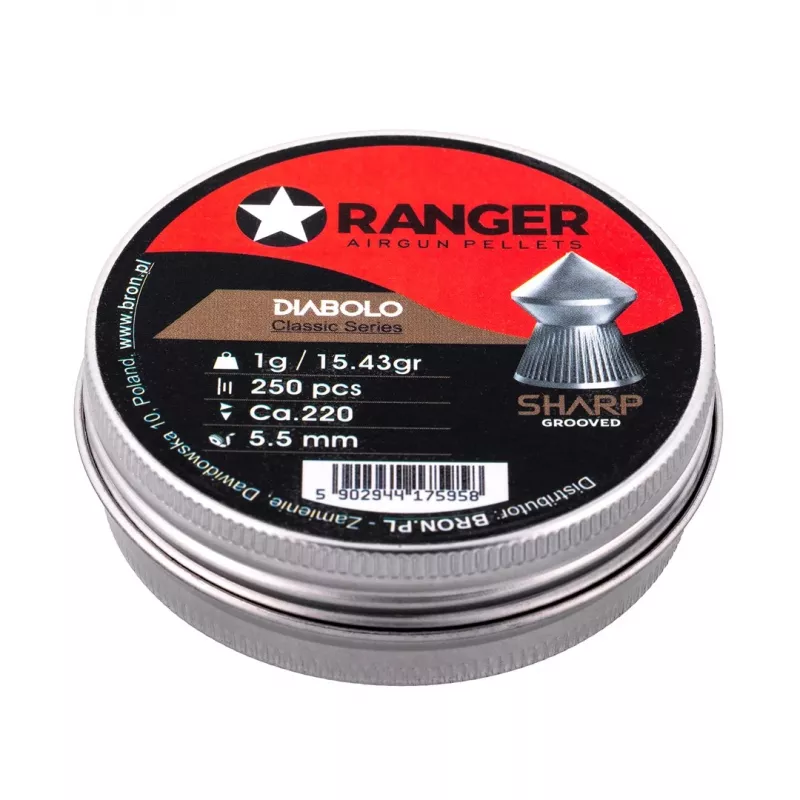 5.5 mm RANGER Diabolo Professional Sharp Grooved Point 250 šratai
