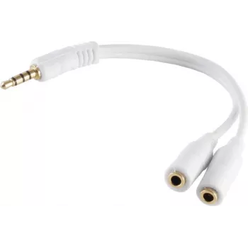 Adapteris ShiverPeaks 4 kontaktų 3,5 mm kištukas į 2× 4 kontaktų 3,5 mm lizdą, auksuoti kontaktai, 0,2 m, baltas