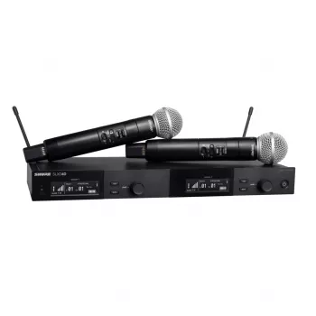 Shure SLXD24DE/SM58-G59 - dviejų kanalų skaitmeninė belaidė sistema su dviem siųstuvais/rankiniais mikrofonais (470 - 514 MHz)