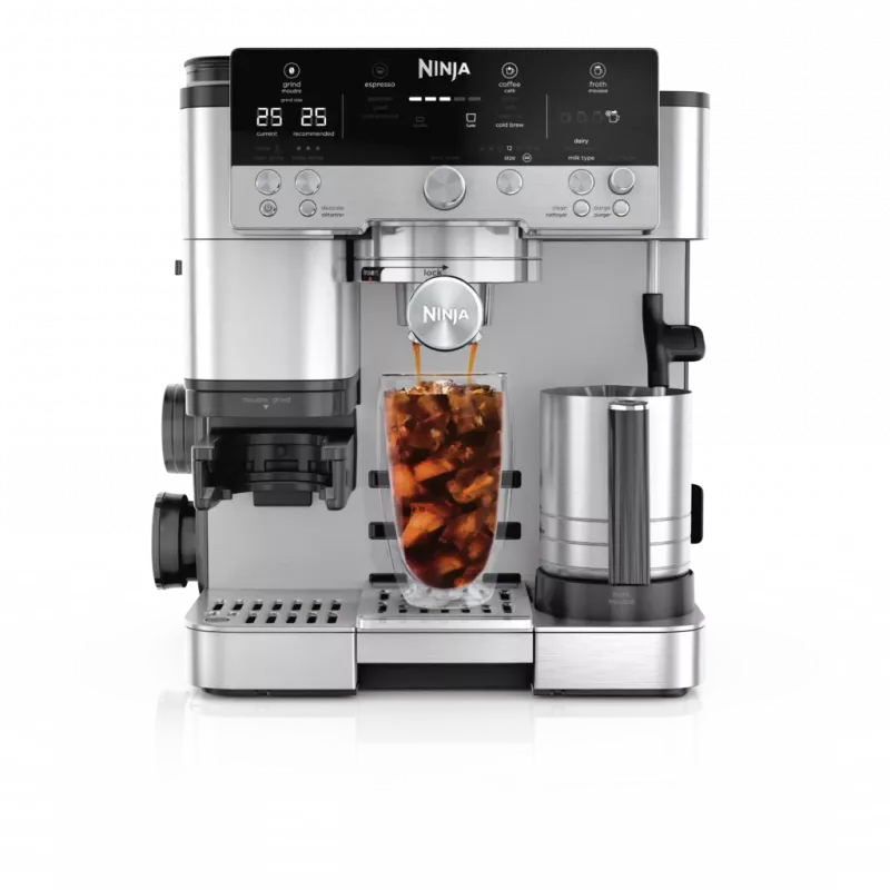 Espresso aparatas Ninja ES601EU – 2 L vandens bakas, 1 puodelio talpa, juoda/nerūdijantis plienas