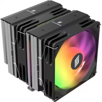 Aušintuvas CPU Silentware Titan RGB Dvibokštis su 6 šilumos vamzdeliais ir 2×120mm PWM A-RGB ventiliatoriais