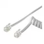 Wentronic Goobay Telefono ragelio spiralinis laidas CCA (varis ant aliuminio), baltas, 2 m – RJ10 kištukas (4P4C) prie RJ10 kištuko (4P4C) (50246)