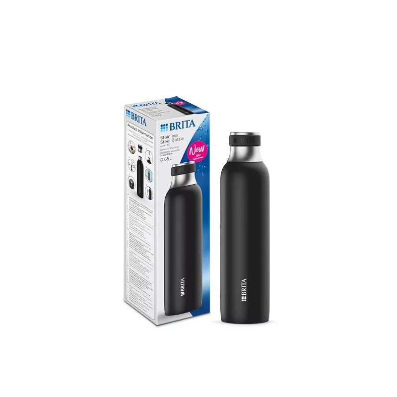 BRITA karbonizavimo butelis 650 ml, nerūdijantis plienas, juodas, tinkamas plauti indaplovėje
