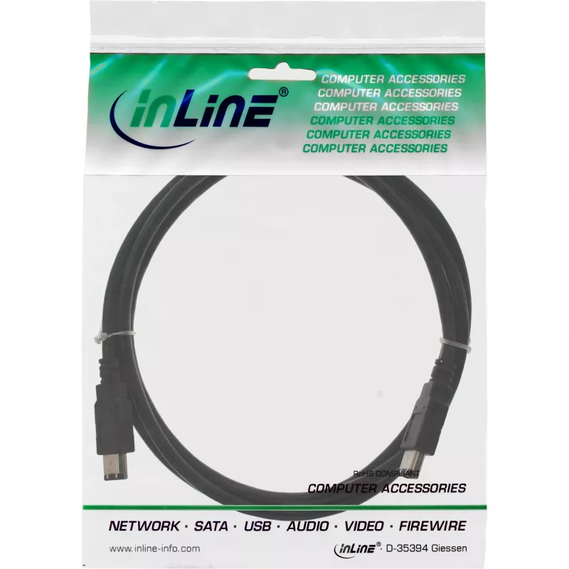 InLine FireWire 400 1394 kabelis 6 kontaktų kištukas / kištukas 1 m