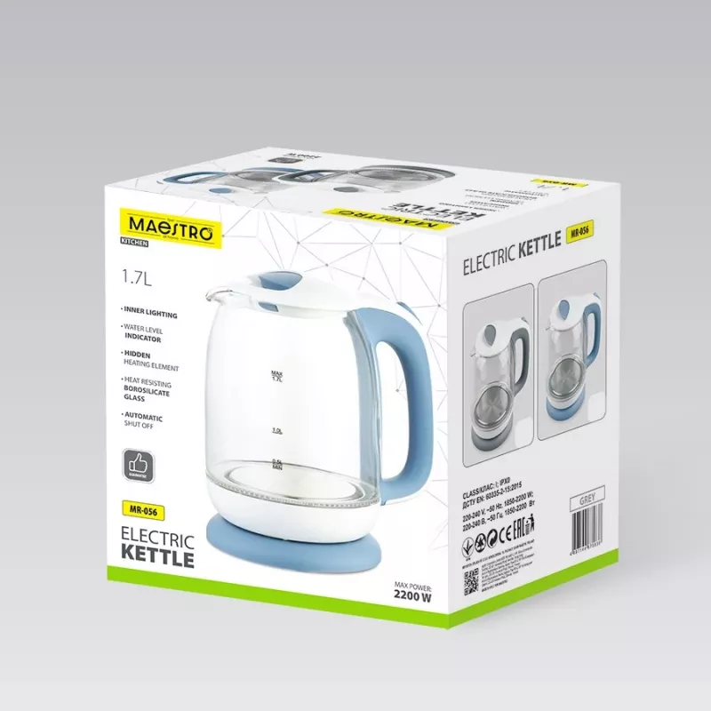 Elektrinis stiklinis virdulys Maestro MR-056-GREY 1.7 L 2200 W