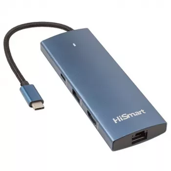 Adapter USB Type-C – HDMI, LAN, 3x USB Type-A, 1x USB Type-C, PD100W, SD+TF