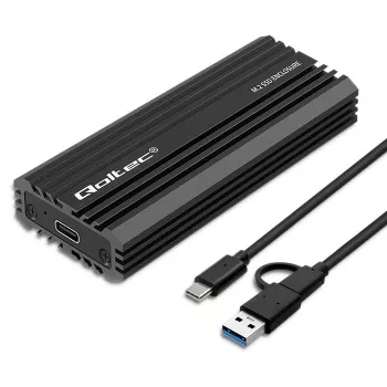 Išorinis SSD korpusas QOLTEC NV2270 M.2 SATA/NVMe diskams, USB-C, iki 2 TB
