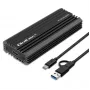 Išorinis SSD korpusas QOLTEC NV2270 M.2 SATA/NVMe diskams, USB-C, iki 2 TB
