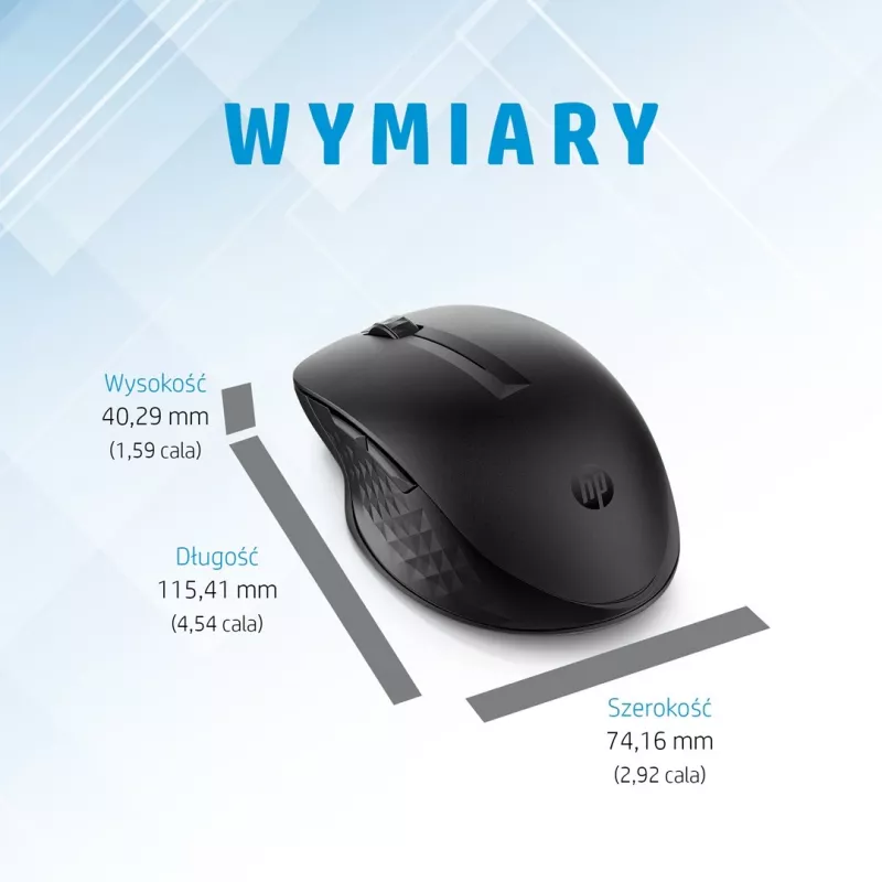 HP 435 Multi-Device Wireless Mouse, ambidextrinė, RF Wireless + Bluetooth, 4000 DPI, juoda