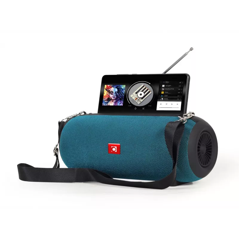 Nešiojamas stereofoninis garsiakalbis GEMBIRD SPK-BT-17-G — Bluetooth 5.1, 5 W RMS, 1200 mAh, MicroSD, FM, AUX
