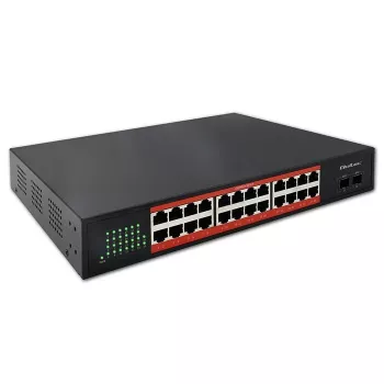 Tinklo jungiklis QOLTEC Gigabit Ethernet PoE 24xRJ45 2xSFP