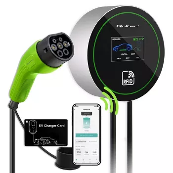 EV įkrovimo stotelė QOLTEC 52432 Type2 22 kW WiFi su LCD ekranu