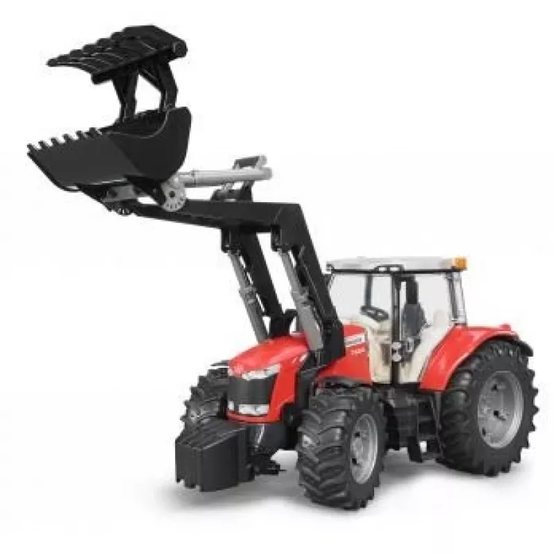Žaislinis traktorius BRUDER Massey Ferguson 7624 su priekiniu krautuvu, raudonas, nuo 3 metų