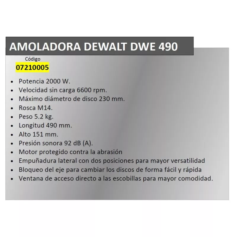 DeWALT DWE490-QS šlifuoklis kampinis, 230 mm, 2000 W