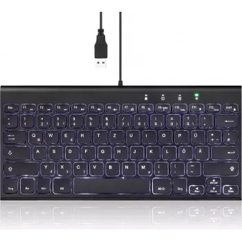 Klaviatūra Perixx 57150N Black, Vokiškas Išdėstymas, LED Apšvietimas