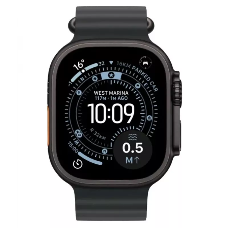 Išmanusis laikrodis Apple Watch Ultra 3 GPS + Cellular 49 mm juodas titano korpusas, juoda vandenyno juosta