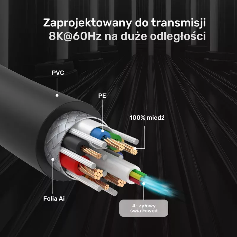 HDMI optinis laidas 2.1 AOC 8K120Hz 3m C11085GY03-3