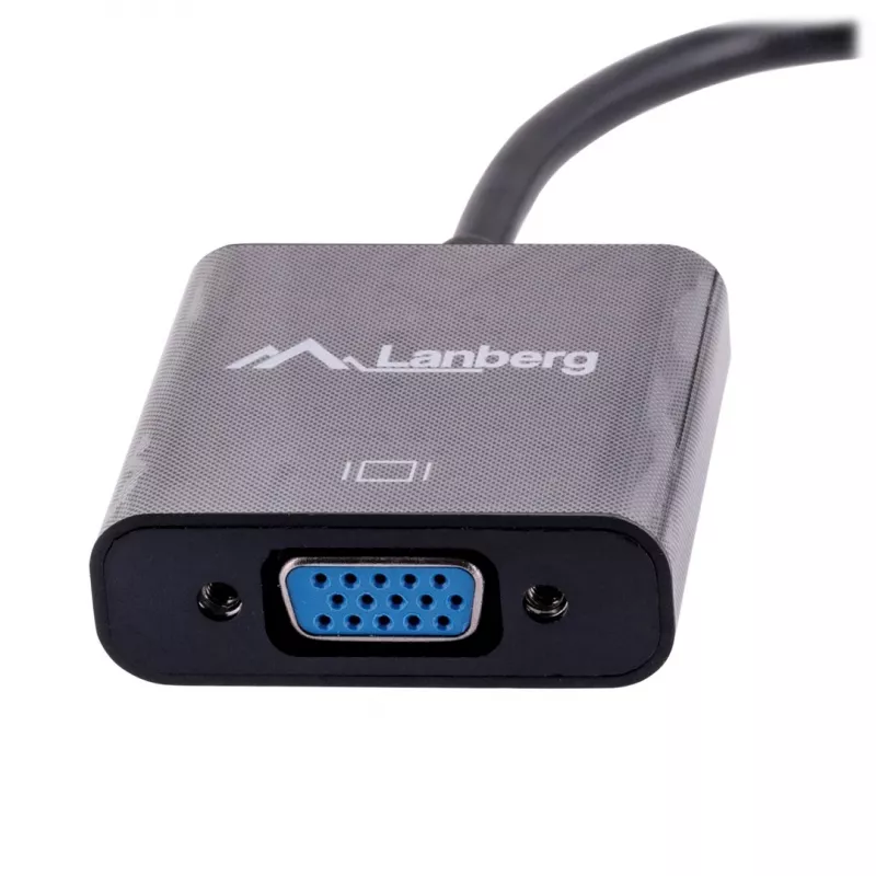 Adapterio laidas VGA (D-Sub) į Mini DisplayPort LANBERG AD-0006-BK, 0,2 m, DisplayPort 1.2, 1920×1200@60Hz, moteriška MiniDP, juoda