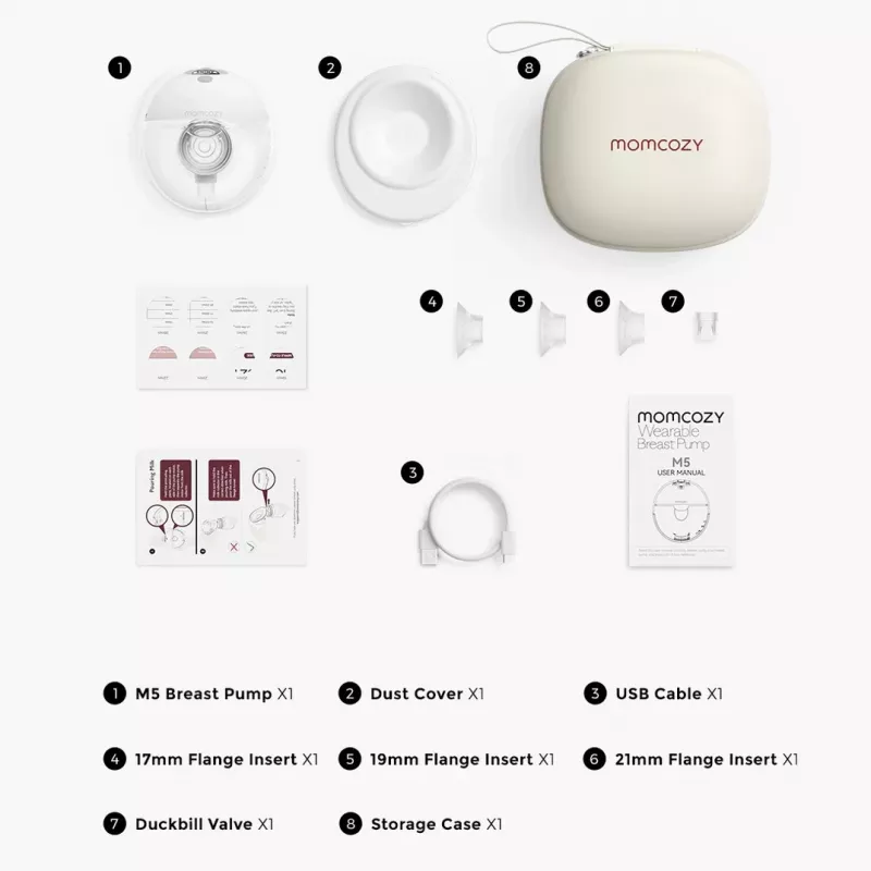 Elektrinis pientraukis Momcozy BP179-GR00BA-A 160 ml su baterija ir AC adapteriu