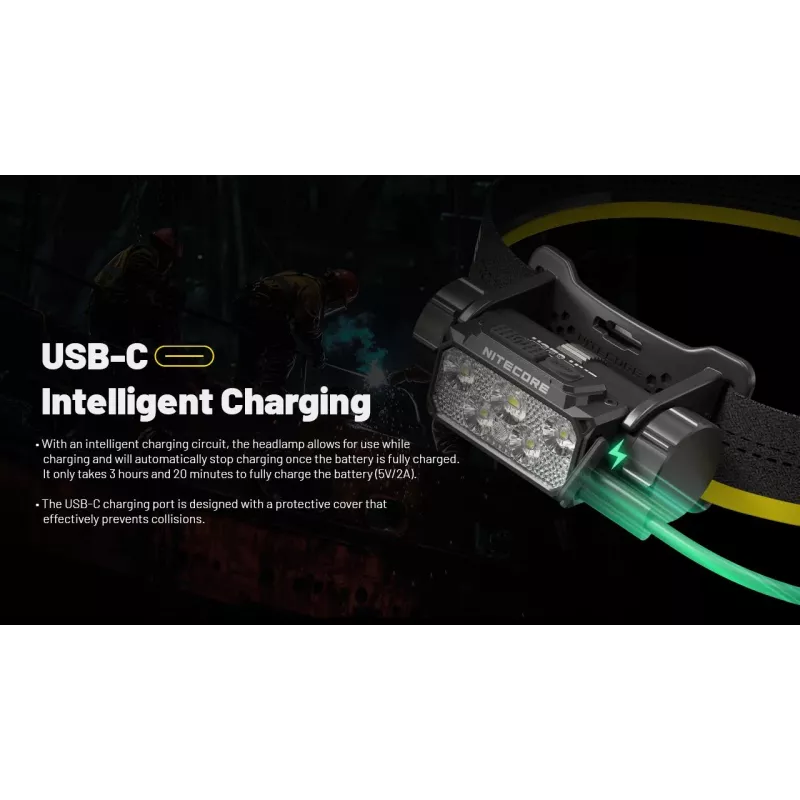 Nitecore HC70 UHE priekinė lemputė – 1600 liumenų, atspari smūgiams ir vandeniui, 0,172 kg, juoda